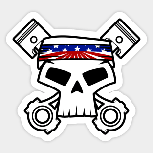 American Muscle Racing Skull Sticker